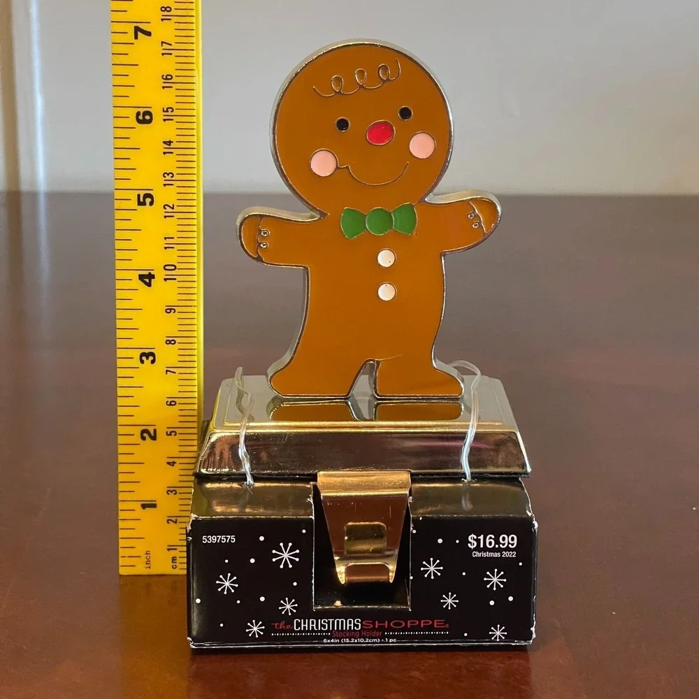 Gingerbread Man Stocking Holder The Christmas Shoppe Gold Metal Holiday‎ Decor